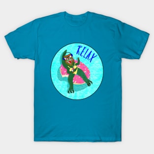 Relaxing Girl Tyrannosaurus Rex Dinosaur T-Shirt